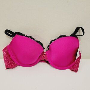 Hot Pink Frederick's of Hollywood 34B Black Trim Lace